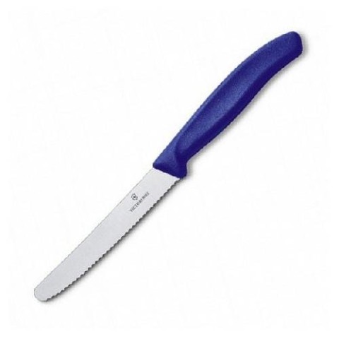 Кухонний ніж Victorinox SwissClassic Tomato&Sausage лезо 11см хвил. з син. ручкою