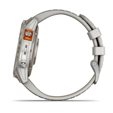 Смарт-часы Garmin fenix 7 Pro Sapphire Solar Edition титановые с туманно-серым/темно-оранжевым ремешком