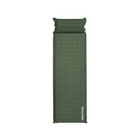 Матрац туристичний із подушкою, самонадувний одномісний Naturehike CNK2550WS025, вологостійкий, 200х65х3 см, зелений