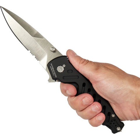 Нож Extrema Ratio Caimano Nero N.A. Satin, Полусеррейтор ц:black