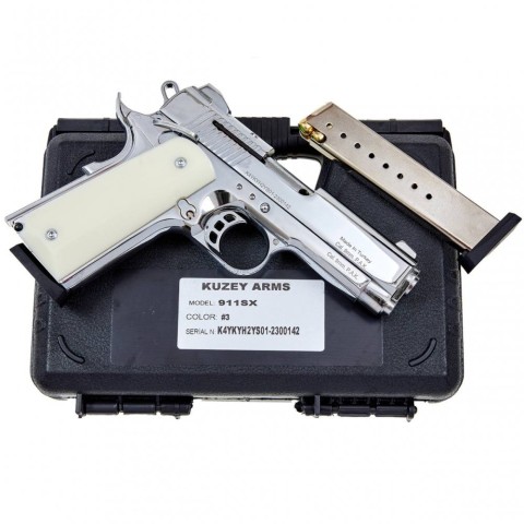 Стартовий пістолет 911-SX#3 Shiny Chrome Plating/White Grips