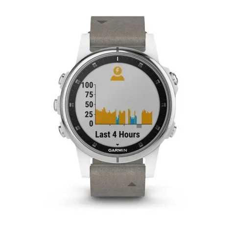 Смарт-годинник Garmin fenix 5S Plus Sapphire білий з сірим замшевим ремінцем