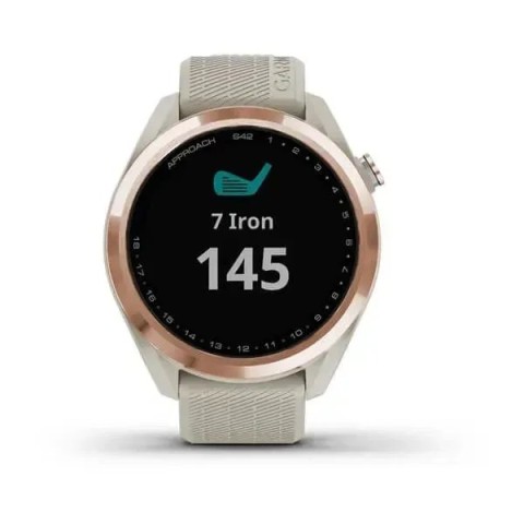 Смарт-годинник Garmin Approach S42 рожеве золото зі світло-пісочним ремінцем