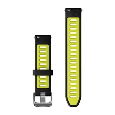 Быстросменные ремешки Garmin (18мм) силиконовые, черные/желтые с фурнитурой грифельного цвета