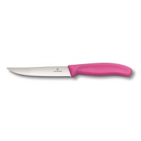 Нож кухонный столовый Victorinox SwissClassic 12 см, серрейтор, розовый