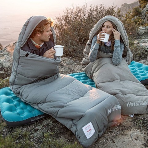 Спальний мішок з капюшоном із звичайним мішком для зберігання Naturehike M300 CNK2350WS023, зелений, лівий