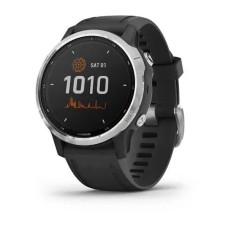 Смарт-часы Garmin fenix 6S Solar серебристые с черным ремешком