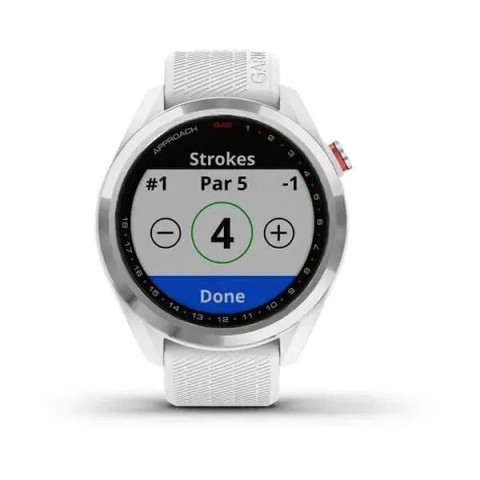 Смарт-часы Garmin Approach S42 полированное серебро с белым ремешком