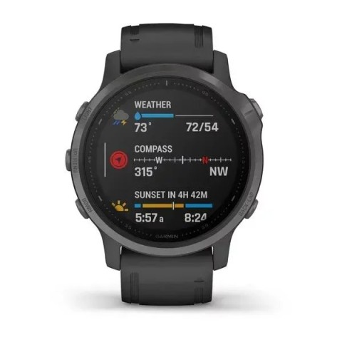 Смарт-часы Garmin fenix 6S Pro Sapphire серые DLC с черным ремешком