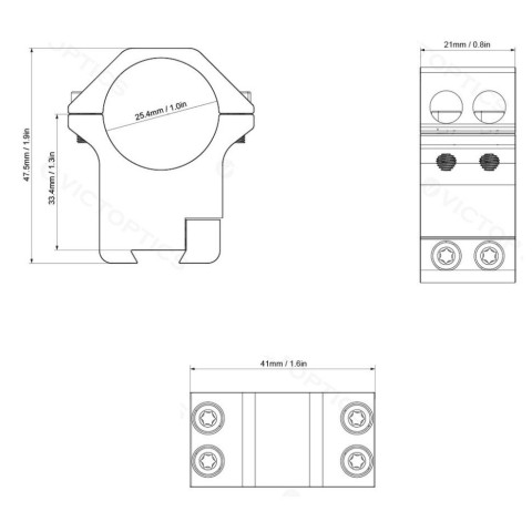 Кільця Vector Optics 25.4 мм високі на ластівчин хвіст