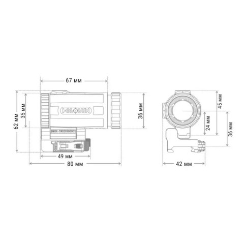 Магнифер Holosun HM3XT Micro 3x с откидным креплением на Weaver/Picatinny