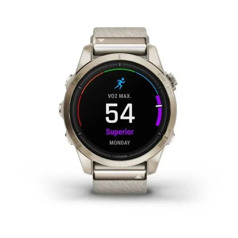 Смарт-годинник Garmin epix Pro Gen 2 Sapphire Edition (42мм) ніжно-золотистий з нейлоновим ремінцем кремового кольору