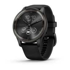 Смарт-годинник Garmin vivomove Trend із грифельним сталевим безелем, чорними корпусом та ремінцем