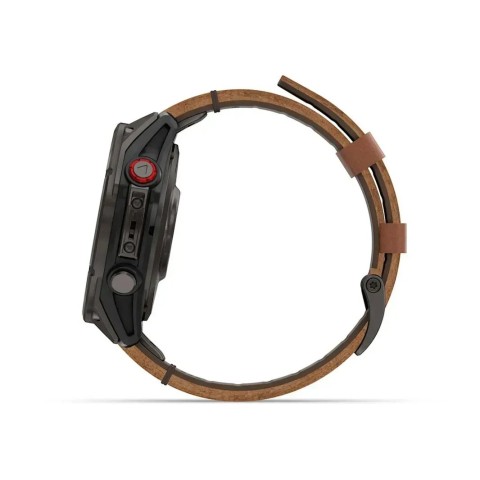 Смарт-годинник Garmin fenix 8 Pro AMOLED (47 мм) Sapphire карбоново-сірий DLC титан з каштановим шкіряним ремінцем