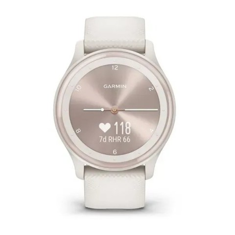 Смарт-годинник Garmin vivomove Sport кольору айворі із силіконовим ремінцем і персиково-золотистими вставками