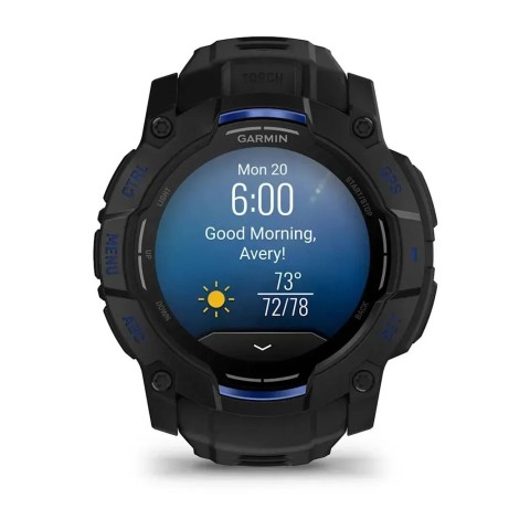Смарт-годинник Garmin Instinct 3 (50 мм) AMOLED чорний/синя блискавка