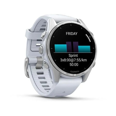 Garmin Fenix 8 AMOLED (43 мм) сріблястий/білий камінь