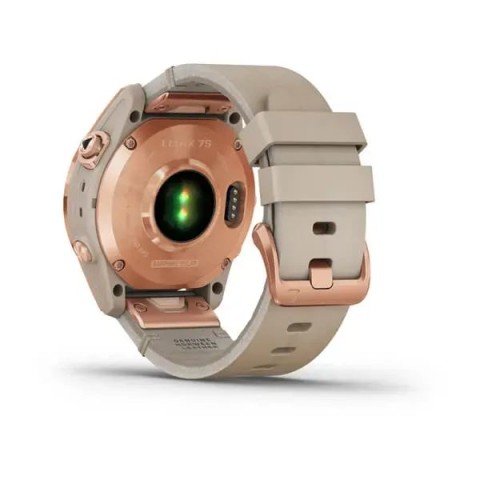 Смарт-годинник Garmin fenix 7S Sapphire Solar рожево-золотистий титановий зі шкіряним ремінцем кольору вапняка