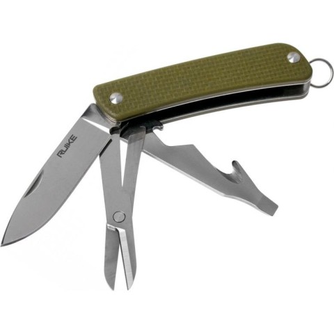 Багатофункціональний ніж Ruike Criterion S31, (5.3 см) 12C27 / G10 зелений, 6 інстр.