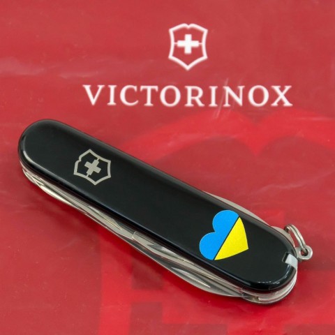 Ніж Victorinox Climber Ukraine 91мм,14функ,чорн ,Серце синьо-жовте