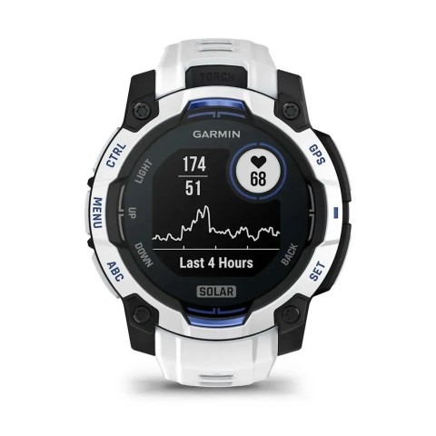 Смарт-часы Garmin Instinct 3 (45 мм) Solar белый камень/белый/синяя молния