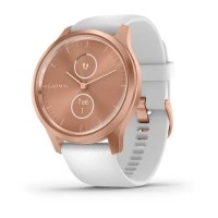 Смарт-годинник Garmin vivomove Style із рожево-золотистим корпусом та білим ремінцем