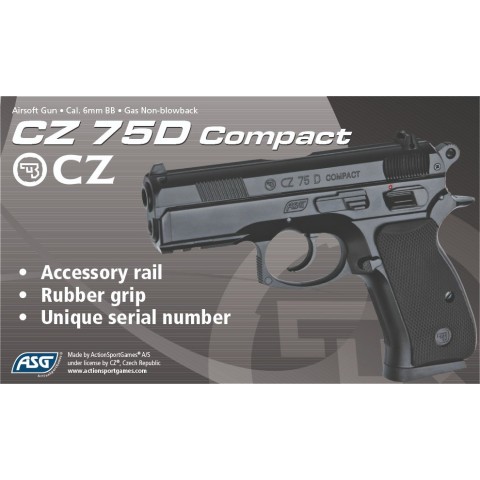 Пистолет страйкбольный ASG CZ 75D Compact Green Gas кал. 6 мм