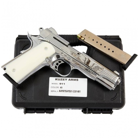 Стартовий пістолет KUZEY 911#3 Shiny Chrome Plating/White Grips