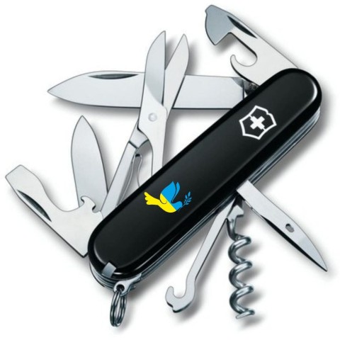 CLIMBER UKRAINE  91мм/14функ/черн /штоп/ножн/крюк /Голубь мира син-желт.