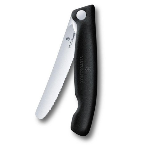 Ніж кухонний складний Victorinox SwissClassic 11 см, серрейтор, заокруглений, чорний
