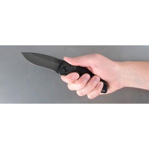 Ніж KAI Kershaw Black Blur (Sandvik 14C28N, чорне покриття, підпружинений)