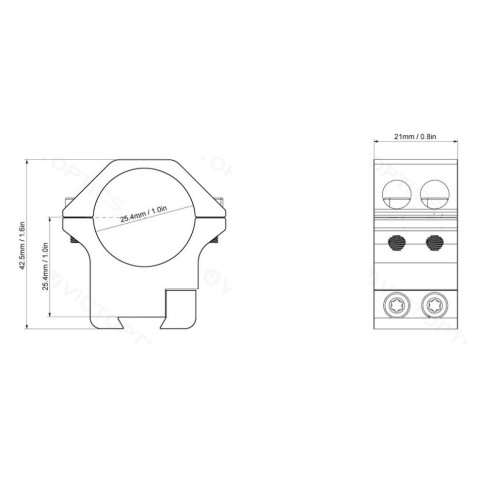 Кільця Vector Optics 25.4 мм середні на ластівчин хвіст