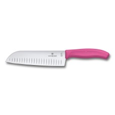 Нож кухонный Victorinox SwissClassic Santoku Fluted 17 cм, розовый, блистер