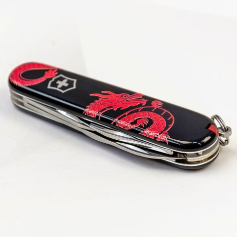 Ніж Victorinox Spartan Zodiac 91мм,12функ,чорн ,Червоний дракон