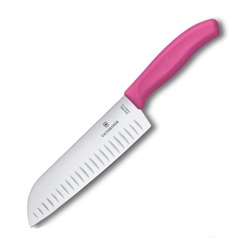 Кухонний ніж Victorinox SwissClassic Santoku лезо 17см ріфл. з рож. ручкою (блістер)