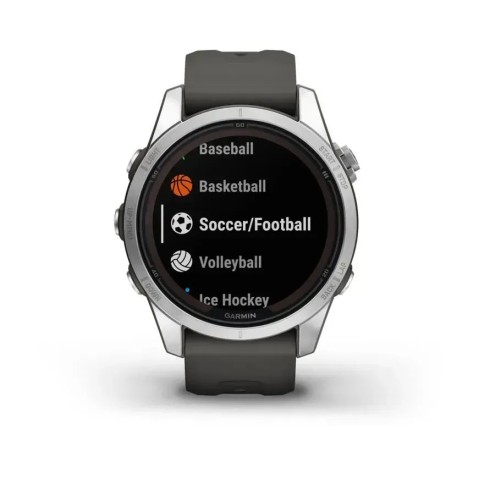 Смарт-часы Garmin fenix 7S Pro Solar Edition серебристые с ремешком графитового цвета