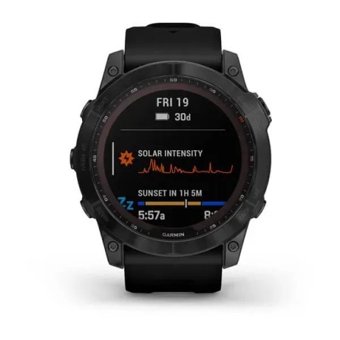 Смарт-годинник Garmin fenix 7X Sapphire Solar чорний титановий DLC з чорним ремінцем