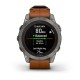 Смарт-годинник Garmin fenix 7 Pro Sapphire Solar Edition титановий з каштановим шкіряним ремінцем