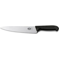 Нож кухонный разделочный Victorinox Fibrox 25 см, серрейтор, черный