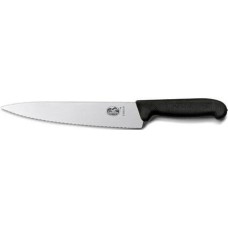 Нож кухонный разделочный Victorinox Fibrox 25 см, серрейтор, черный