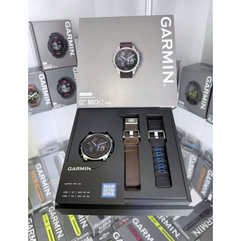 Авіаційний годинник Garmin D2 Mach 2 Titanium 47мм з Oxford Brown із коричневим шкіряним ремінцем 010-02904-31