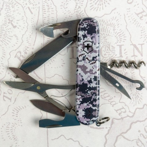 Складаний ніж Victorinox CLIMBER ARMY Піксель синій 1.3703.3.W3942p