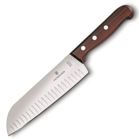 Кухонний ніж Victorinox Wood Santoku лезо 17см ріфл. з дерев. ручкою у подар.упак.