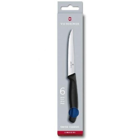 Набір кухонний Victorinox SwissClassic Steak Gift Set 6 ножів лезо 11см хвил. з син. ручкою