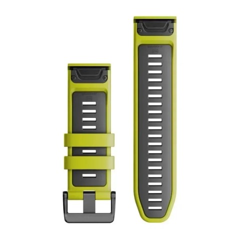Ремінці для годинника Garmin QuickFit 26 силіконові, кольору електрік лайм/графітові