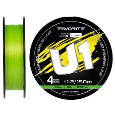 Шнур Favorite U1 PE 4x 150m (light green) #1.2/0.191mm 16lb/7.2kg