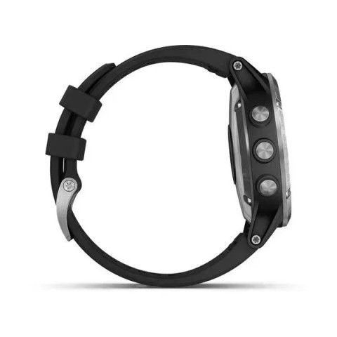 Смарт-часы Garmin fenix 5 Plus серебристые с черным ремешком