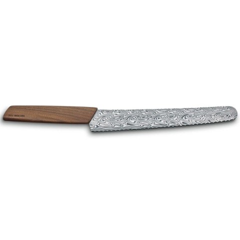 Кухонний ніж Victorinox Swiss Modern Bread&Pastry Damast 22см хвил. з горіх. ручкою (Lim.Ed. 1884)
