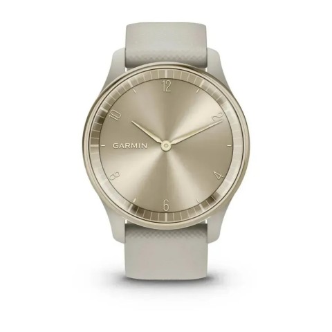 Смарт-годинник Garmin vivomove Trend з кремово-золотистим сталевим безелем, корпусом та ремінцем кольору французький сірий