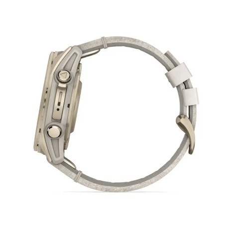 Спортивний годинник Garmin Fenix 8 Amoled 43мм Sapphire Soft Gold з піщаним шкіряним ремінцем 010-02903-40